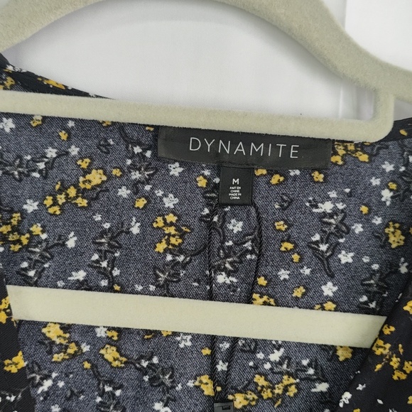 Dynamite Wrap-Style Black And Yellow Dress A16 - Picture 3 of 7